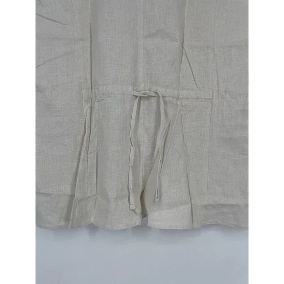 VTG 90s Linen Vest Beige Boho Layer Minimalist Lagenlook Cotton Mother of Pearl - Picture 5 of 8